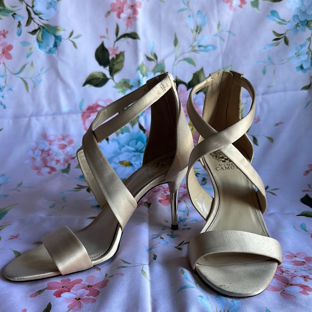 Vince Camuto Cream Strappy Heels